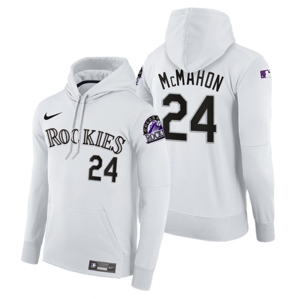 Men Colorado Rockies #24 Mcmahon white home hoodie 2021 MLB Nike Jerseys